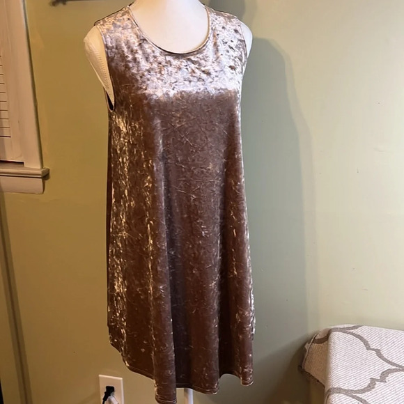 Molly Green Lindsay mushroom velour sleeveless swing mini dress - Picture 1 of 13